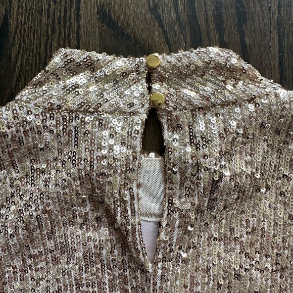 CALVIN KLEIN Womens Sequined Sleeveless Mock Neck Party Party Top - Picture 4 of 6